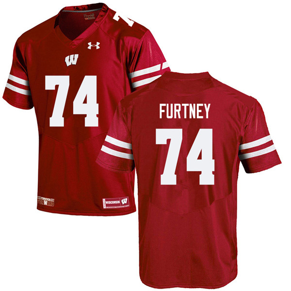 Wisconsin Badgers Men's #74 Michael Furtney NCAA Under Armour Authentic Red College Stitched Football Jersey ZS40Q73JP